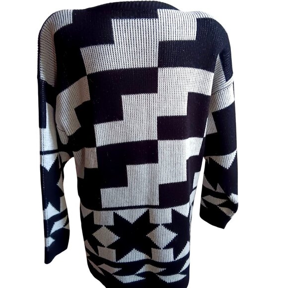 Medium Vintage 1990s Womens Sweater Geometric Jarve Hip Hop Pullover Padded Mom - Picture 2 of 6